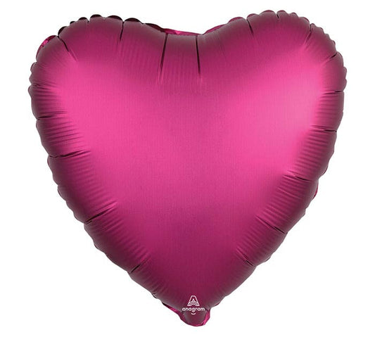 17" Solid Satin Luxe Pomegranate Heart Balloon