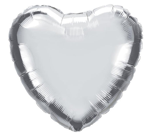 4" Pre-Inflated Silver Heart Balloon
