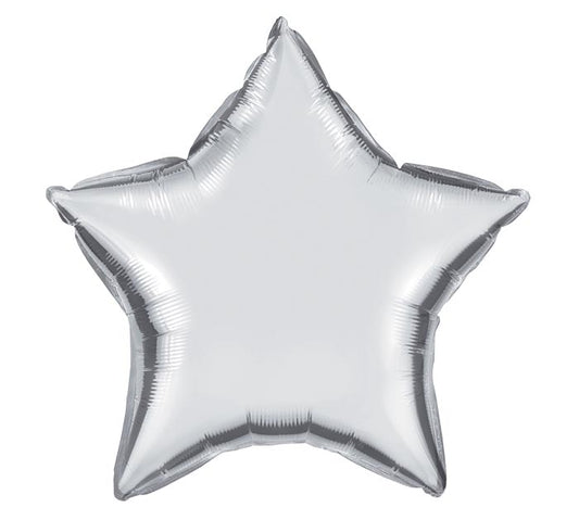 9" Inflated Silver Star Balloon