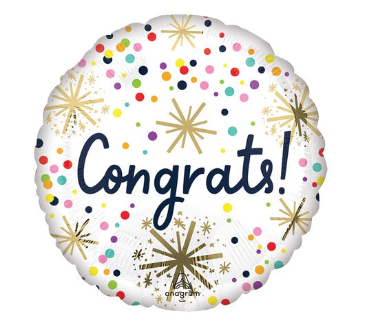 9" Pre-Inflated Congrats Confetti Sprinkle Balloon