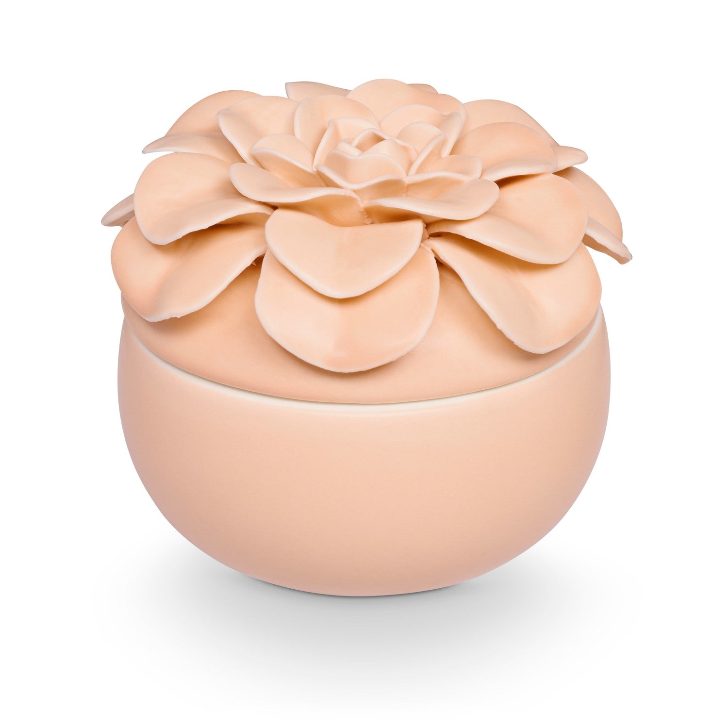 Blood Orange Dahlia Ceramic Flower Candle