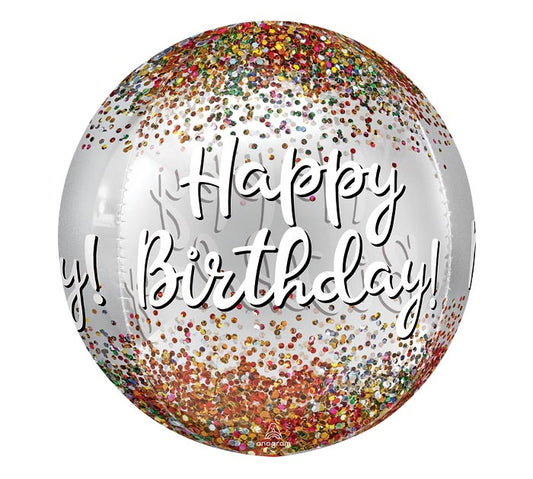 16" Happy Birthday Orbz Sequin Balloon