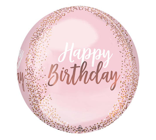 16" Happy Birthday Blush pink with small dots Balloon