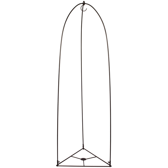 Black metal chime stand on a white background