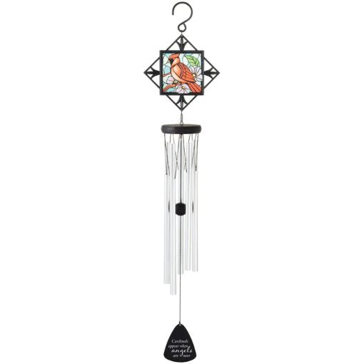 "Cardinals Appear" 30" Stained Glass Chime