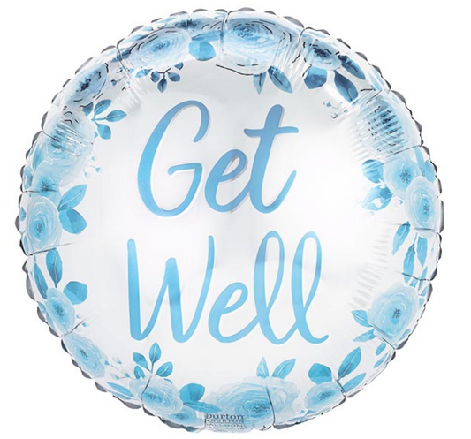 17" Get Well Blooms in Blue Balloon