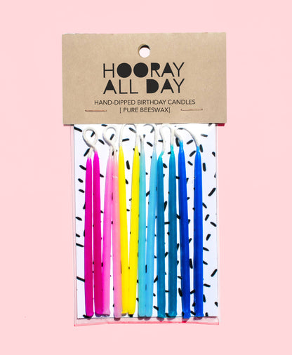 100% Beeswax Hand-Dipped Birthday Candles: Pastels