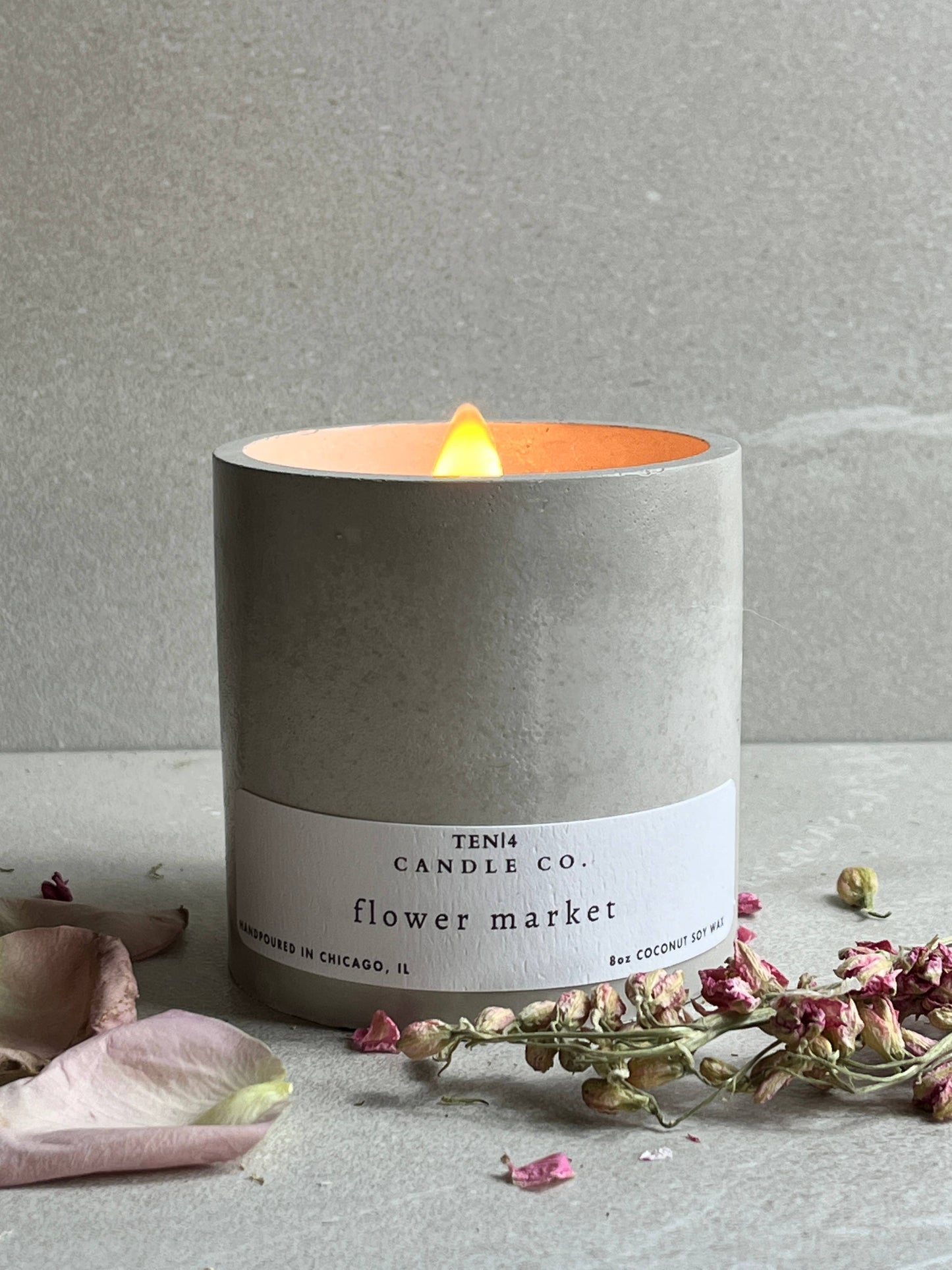 TEN|4 Candle Co. - Flower Market - 8oz Concrete Soy Wax Candles