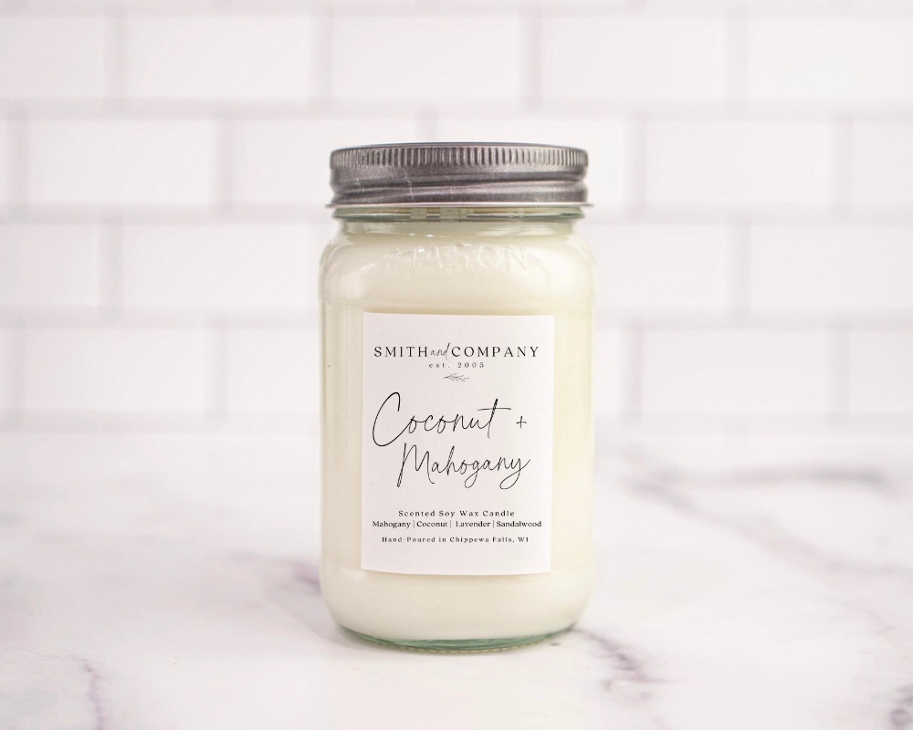 Smith and Company Candles - Coconut & Mahogany | Mason Jar Candle
