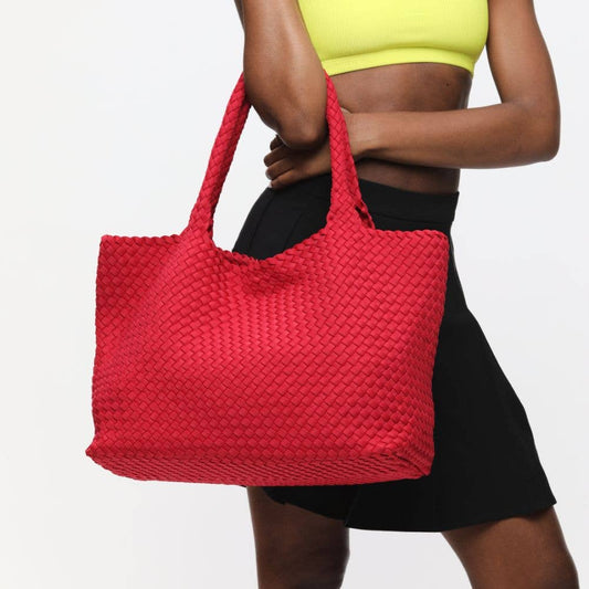 Sky's The Limit - Large Woven Neoprene Tote: Red