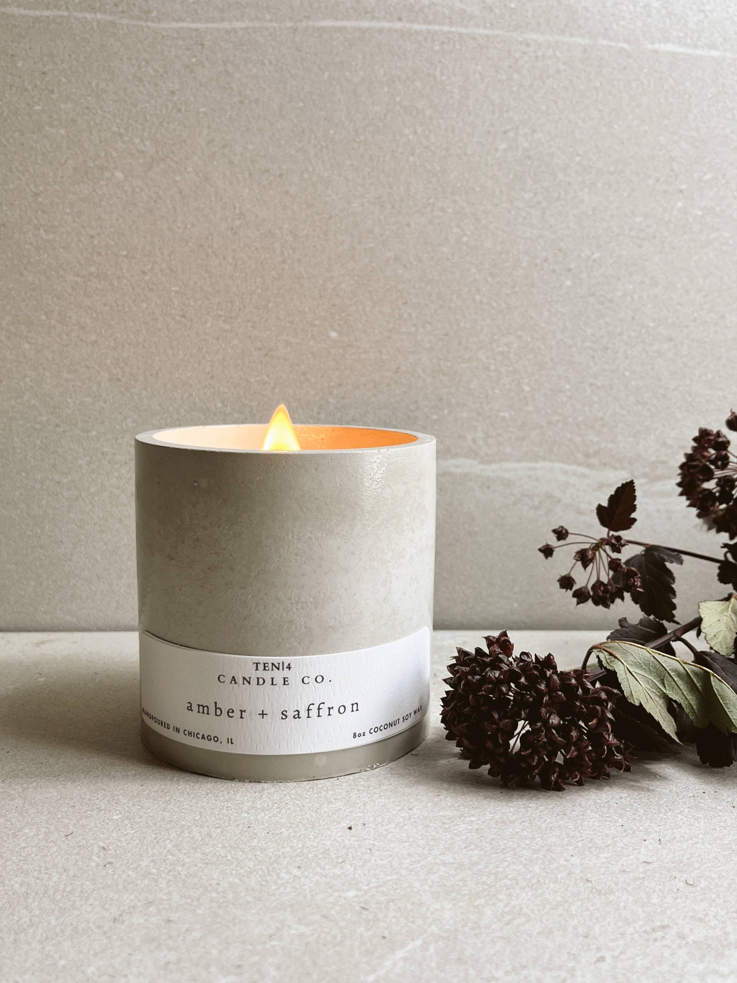 TEN|4 Candle Co. - Amber Saffron - 8oz Concrete soy candles