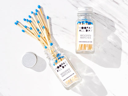 Colorful Wooden Matches In Little Glass Bottle - New Colors!: Royal Blue