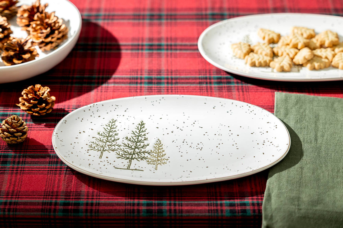 Winter Pine Trees 12" Oval Platter