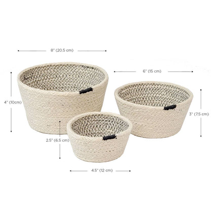 Handwoven Storage Basket l Amari Bowl in Black-Set of 3