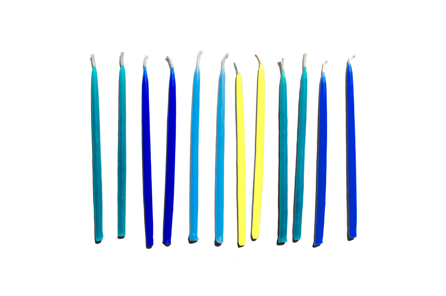 100% Beeswax Hand-Dipped Birthday Candles: Blues