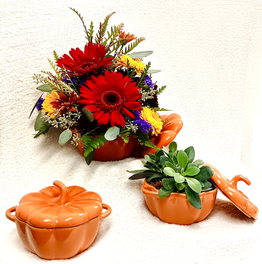 Stoneware Pumpkin Baker, Orange or White