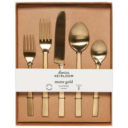 Matte Gold Edge Flatware Set of 5