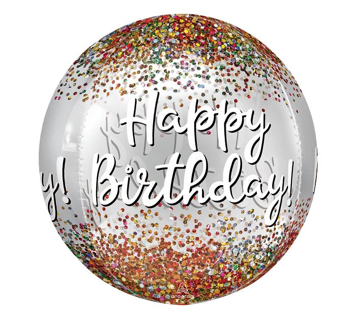 16" Happy Birthday Orbz Sequin Balloon