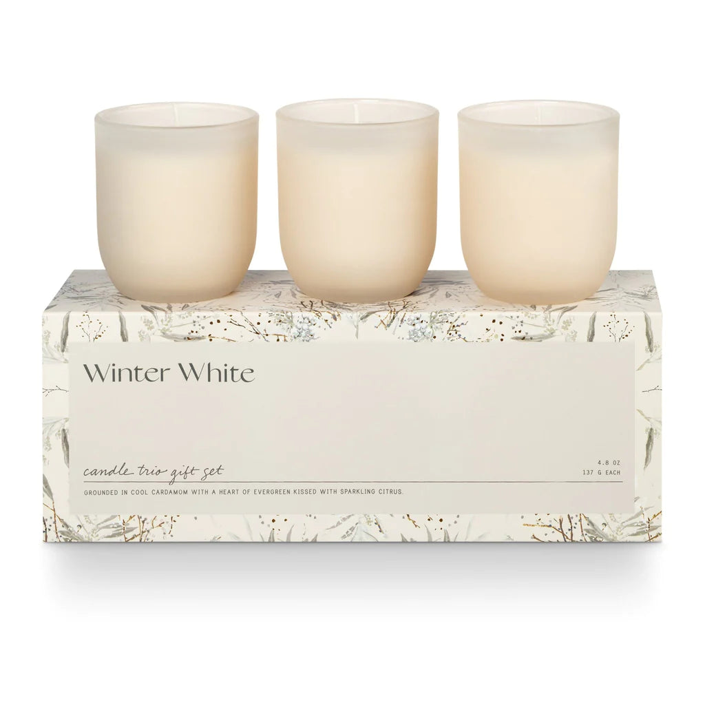 Illume Winter White candle trio gift set