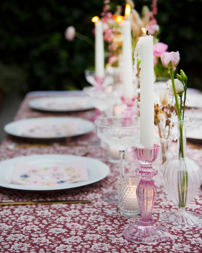 Pink Glass Candlestick Holder