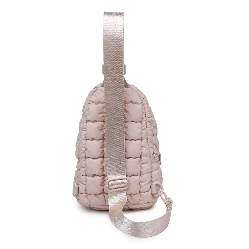 Rejuvenate - Quilted Nylon Sling Backpack: Mauve