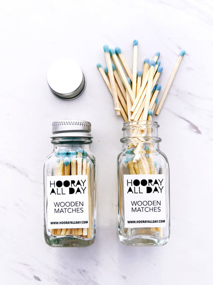 Colorful Wooden Matches In Little Glass Bottle - New Colors!: Kelly Green