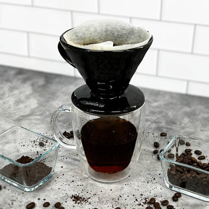 London Sip Ceramic Coffee Dripper, 1-4 Cup, Black