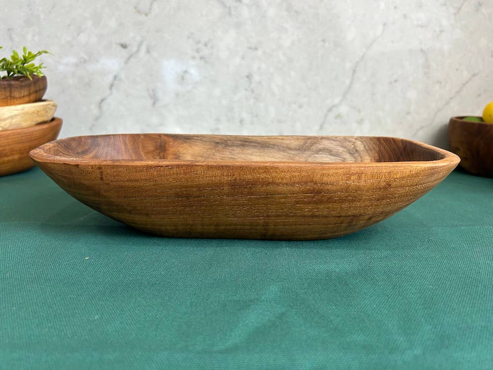 Salvaged Teak Root Oval Rustic Bowls - Hand Carved - Medium