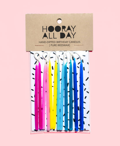 Colorful Hand-Dipped Beeswax Birthday Candles: Pinks