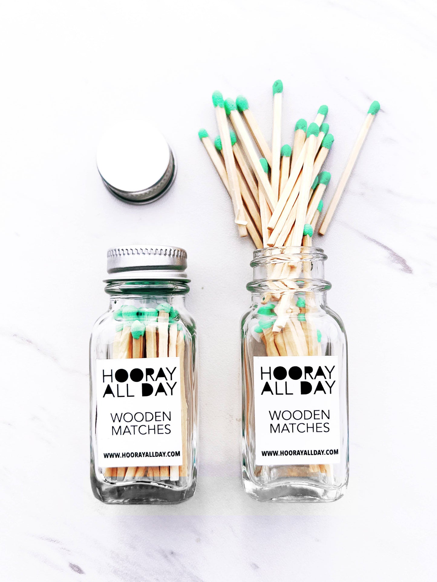 Colorful Wooden Matches In Little Glass Bottle - New Colors!: Kelly Green