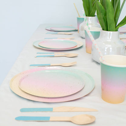 Pastel Blue Wooden Utensils (Set of 24)