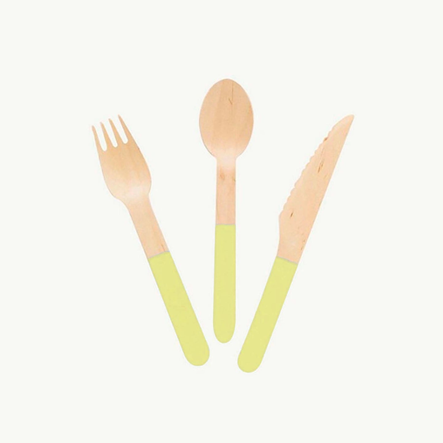 Pastel Yellow Wooden Utensils (Set of 24)