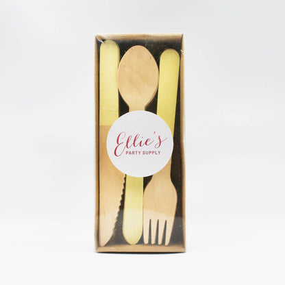 Pastel Yellow Wooden Utensils (Set of 24)