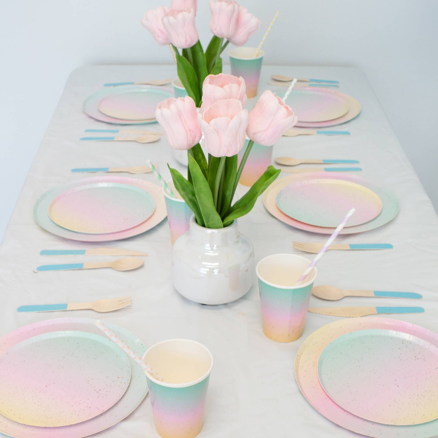 Pastel Blue Wooden Utensils (Set of 24)