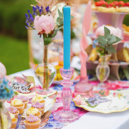 Pink Glass Candlestick Holder