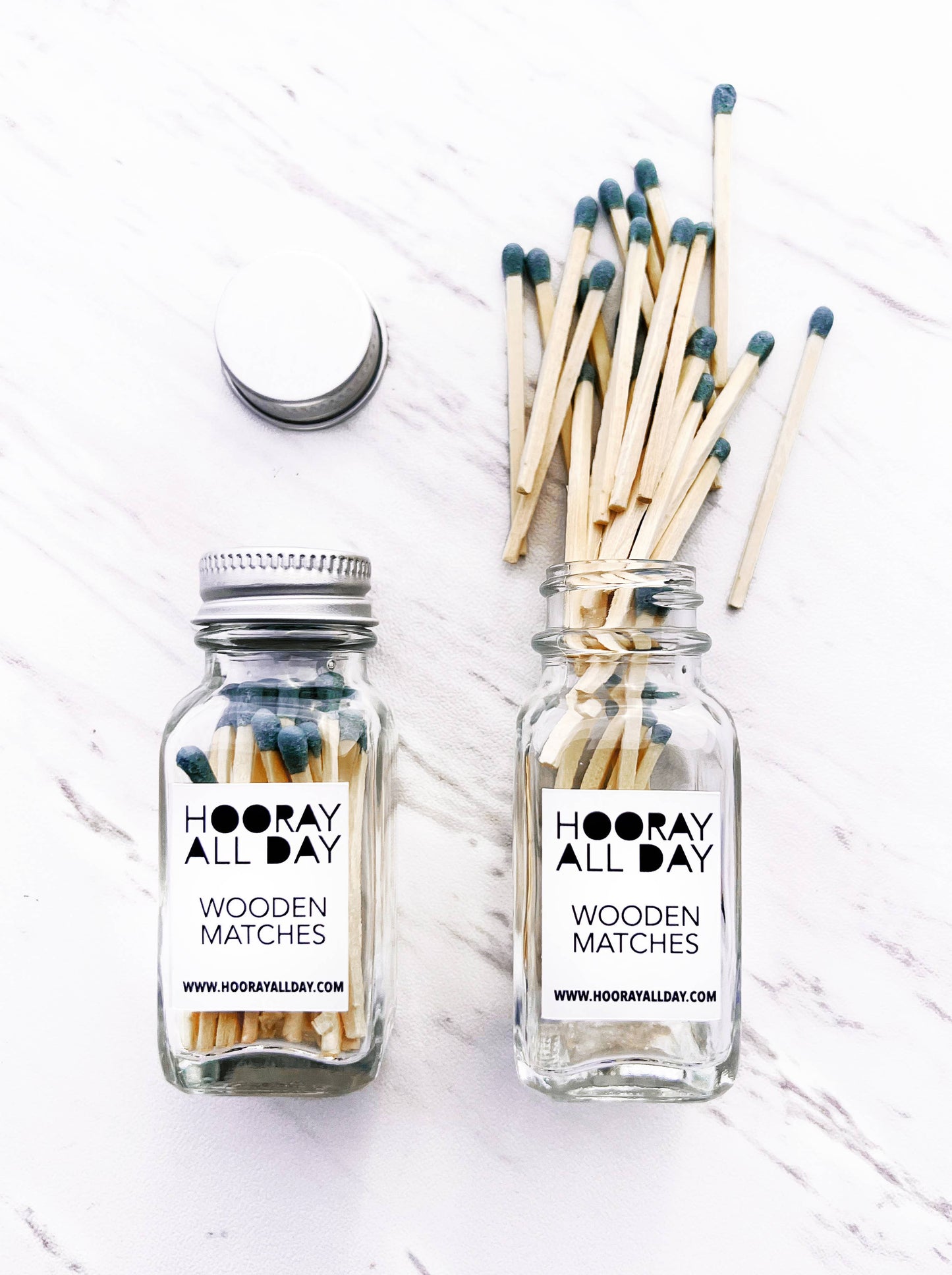 Colorful Wooden Matches In Little Glass Bottle - New Colors!: Kelly Green