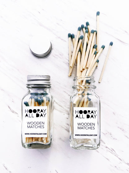 Colorful Wooden Matches In Little Glass Bottle - New Colors!: Kelly Green