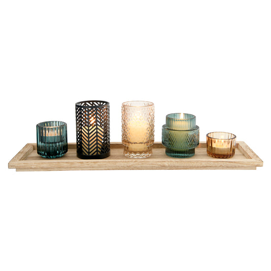 Tealight/Votive Holders with Tray, Set of 6