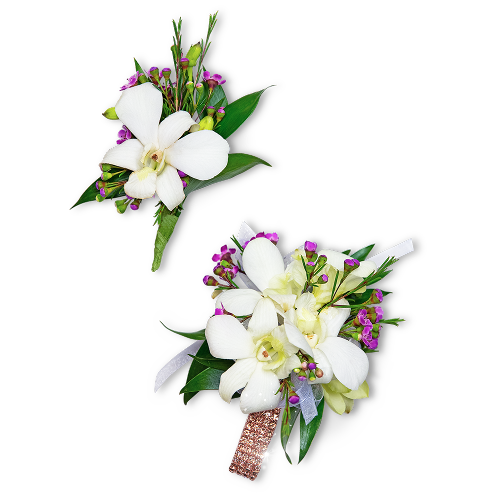 Flawless Corsage and Boutonniere Set