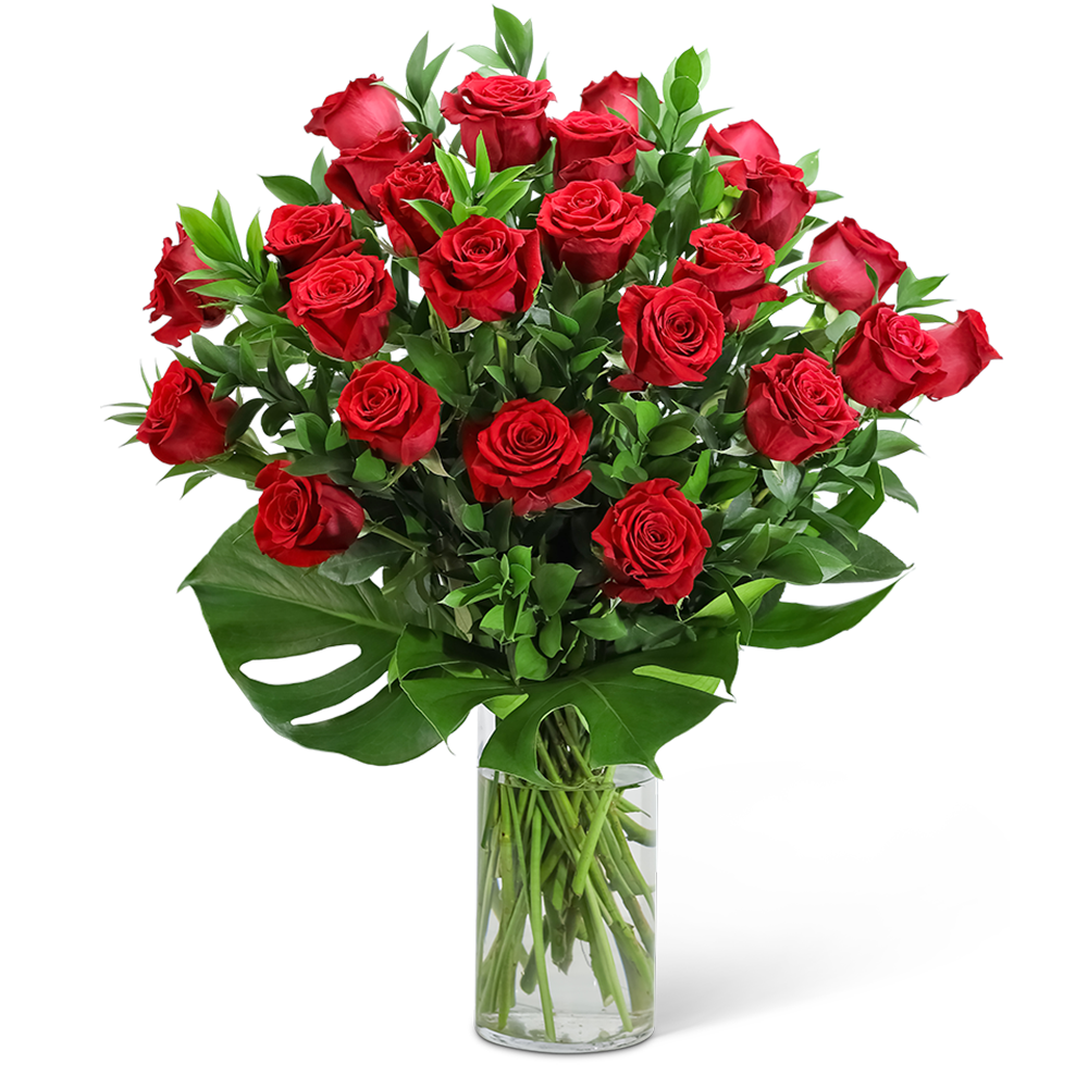 Red Roses with Modern Foliage (24)