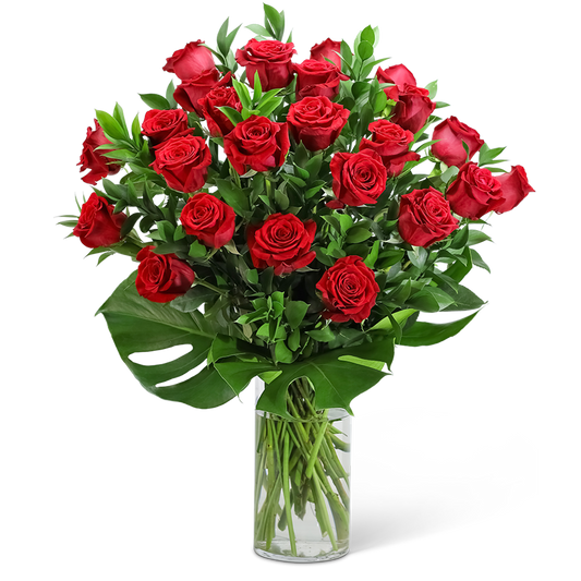 Red Roses with Modern Foliage (24)