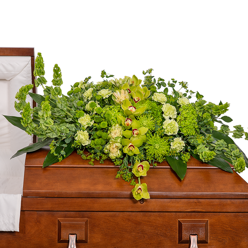 Tranquil Oasis Casket Spray with Orchids