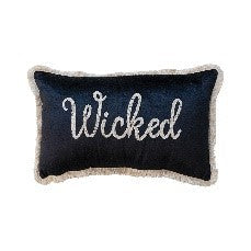 Cotton Velvet Lumbar Pillow "Wicked", Black & Cream