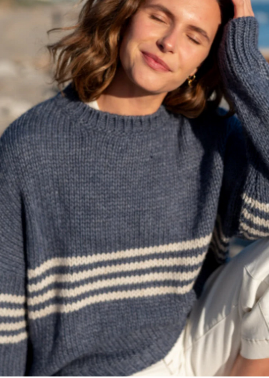 Seacoast Stripe Sweater, Navy