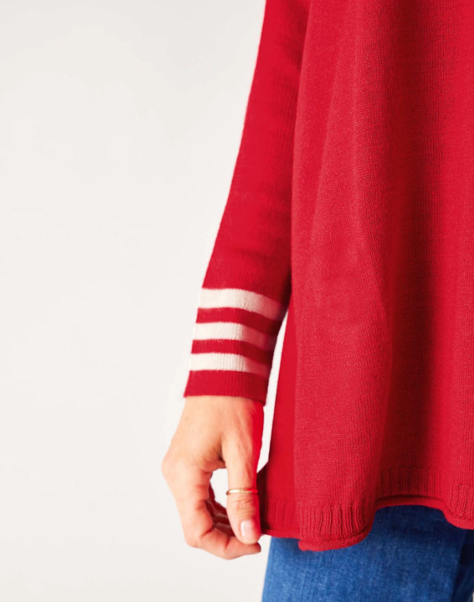 Catalina Crewneck Sweater - Red + White Colorblock Sport