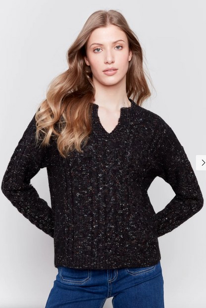 Speckled Yarn Sweater - Black