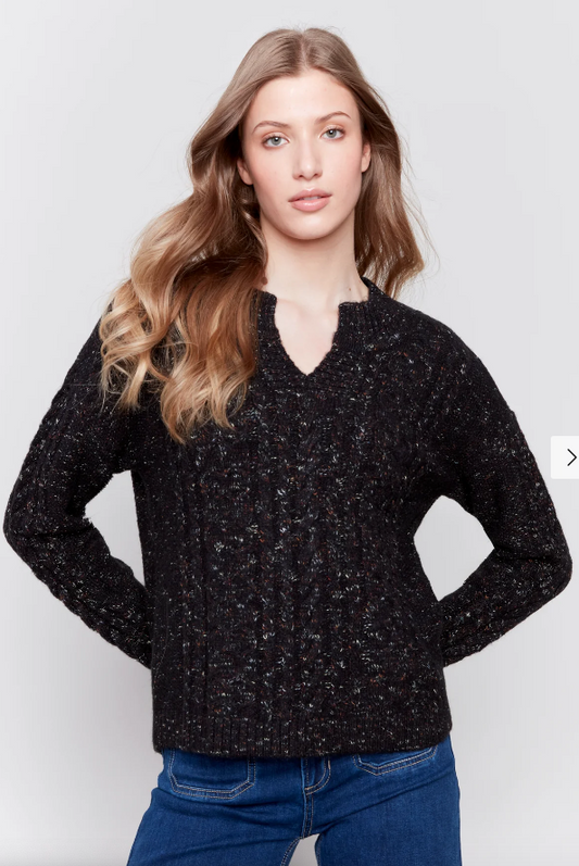 Speckled Yarn Sweater - Black