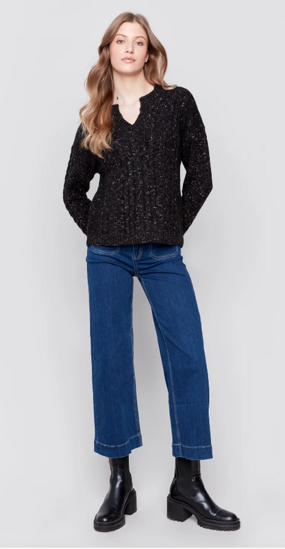 Speckled Yarn Sweater - Black