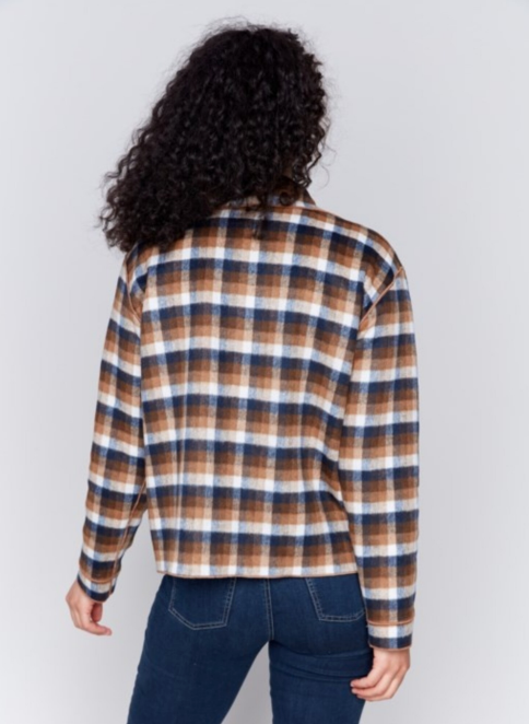 Plaid Reversible Short Jacket - Truffle