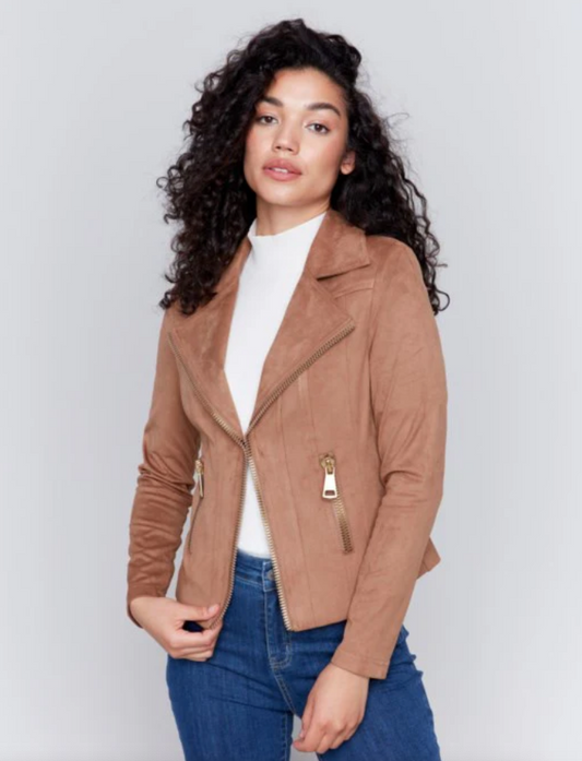 Vintage Suede Moto Jacket - Truffle